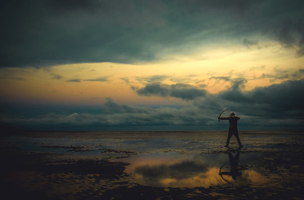 bow, arrow, target, goal, planning, sky, water, archer